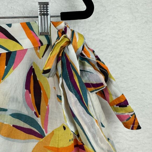 C&C California Wrap Mini Skirt Womens L Boho Resort Colorful Ruffle Embroidered - Picture 7 of 11